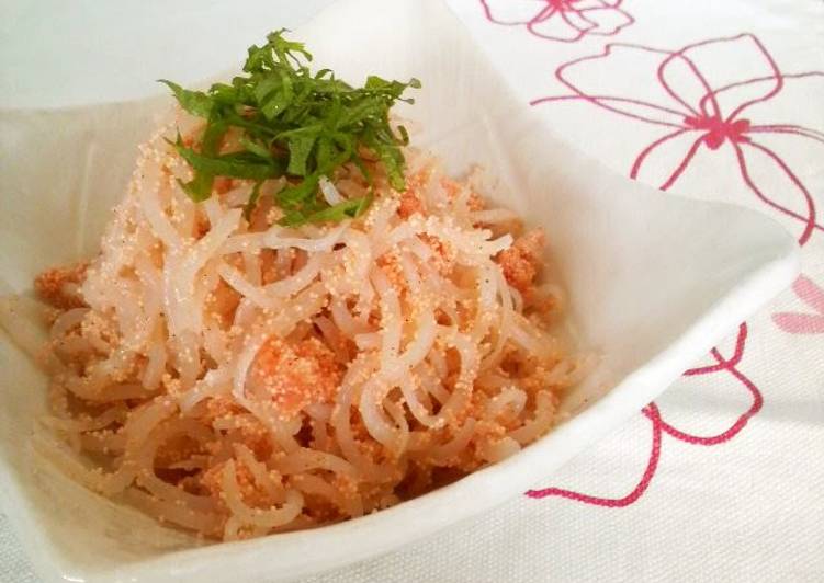 Low-Cal Drinking Appetizer: Mentaiko and Shirataki Noodles