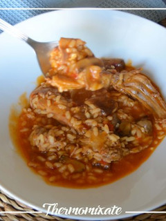 Una foto de Arroz con conejo y setas con Thermomix