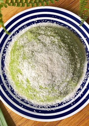 Hình của món 💚 Bánh Bông Lan Phú Sĩ - Bông Lan Lá Dứa Hấp (Gâteau aux feuilles de pandan cuit à la vapeur).