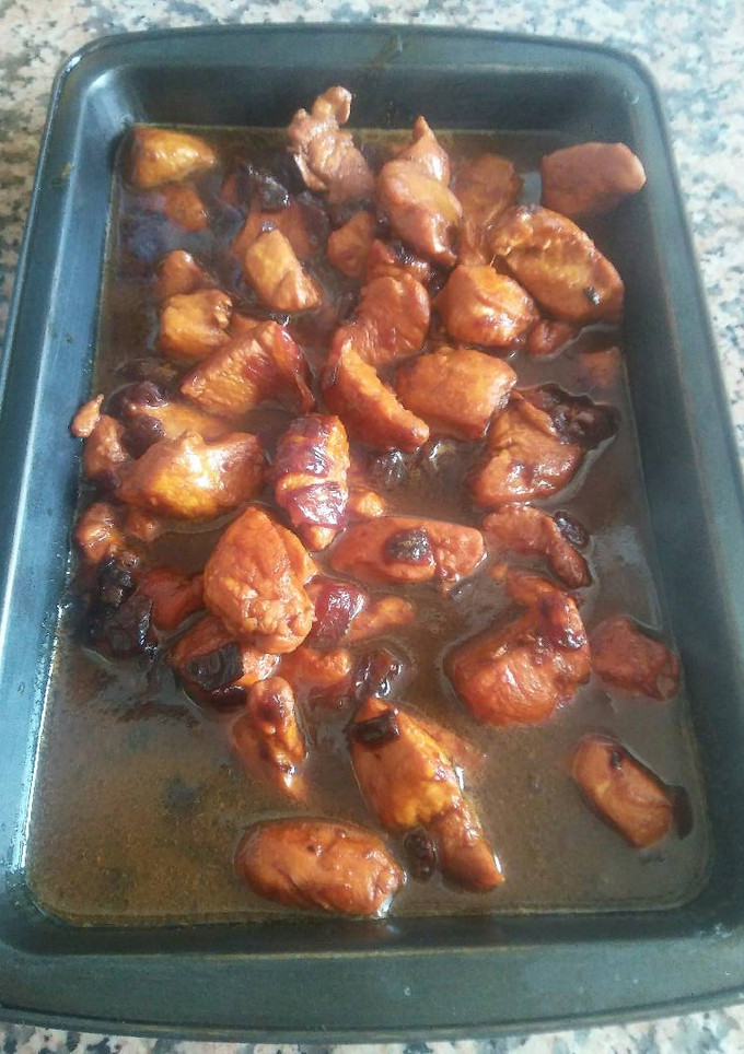 Una foto de Pollo caramelizado con Zumo de Naranja