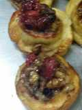 Mini cinnamon rolls with cranberry walnut compote