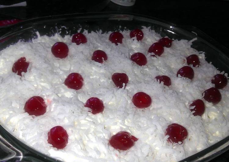 Easy Way to Prepare Favorite Coconut, Pineapple and Cherry Delight.