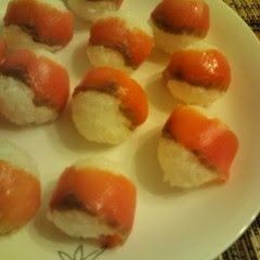 A picture of Simple Smoked Salmon Temari Sushi.