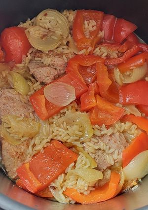 Zdjęcie przepisu Cook4me: Łopatka z ryżem i papryką.