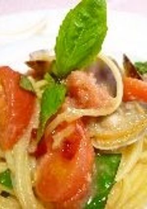 A picture of Chilled Pasta alle Vongole with Tarako.