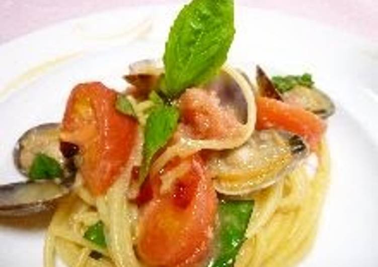 Recipe of Award-winning Chilled Pasta alle Vongole with Tarako