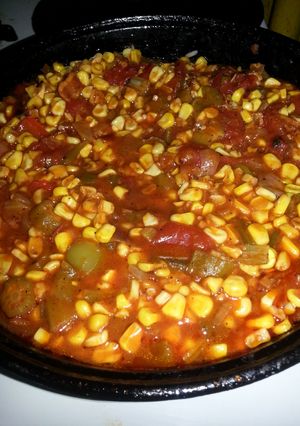 A picture of Fried corn succotash.
