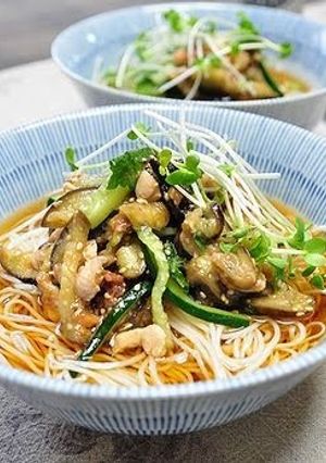 A picture of Picked Plum and Vegetable Stamina Somen Noodles.
