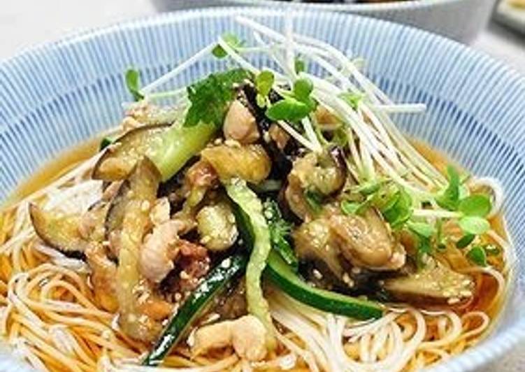 Simple Way to Make Quick Picked Plum and Vegetable Stamina Somen Noodles
