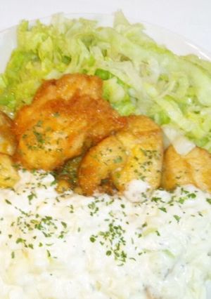 A picture of Easy Chicken Nanban with Sushi Vinegar and Tartar Sauce.