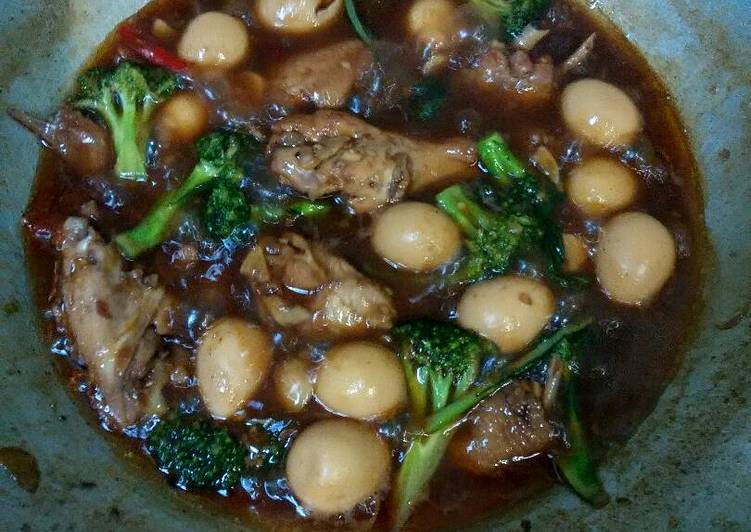 Ayam telur puyuh brokoli saos tiram