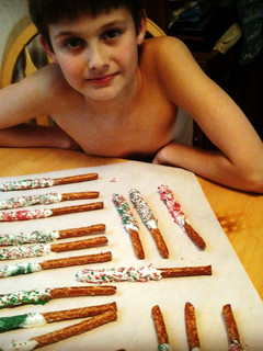 A picture of Candy coated pretzels.