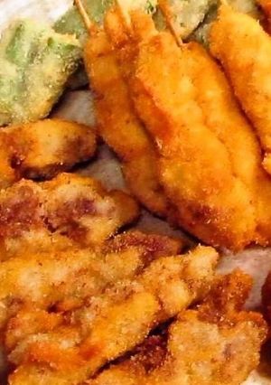 A picture of Kushikatsu (Deep Fried Skewers) from Shinsekai in Osaka.