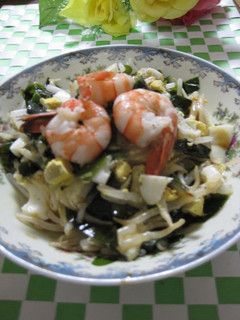 A picture of Bean Sprout and Wakame Seaweed Salad.