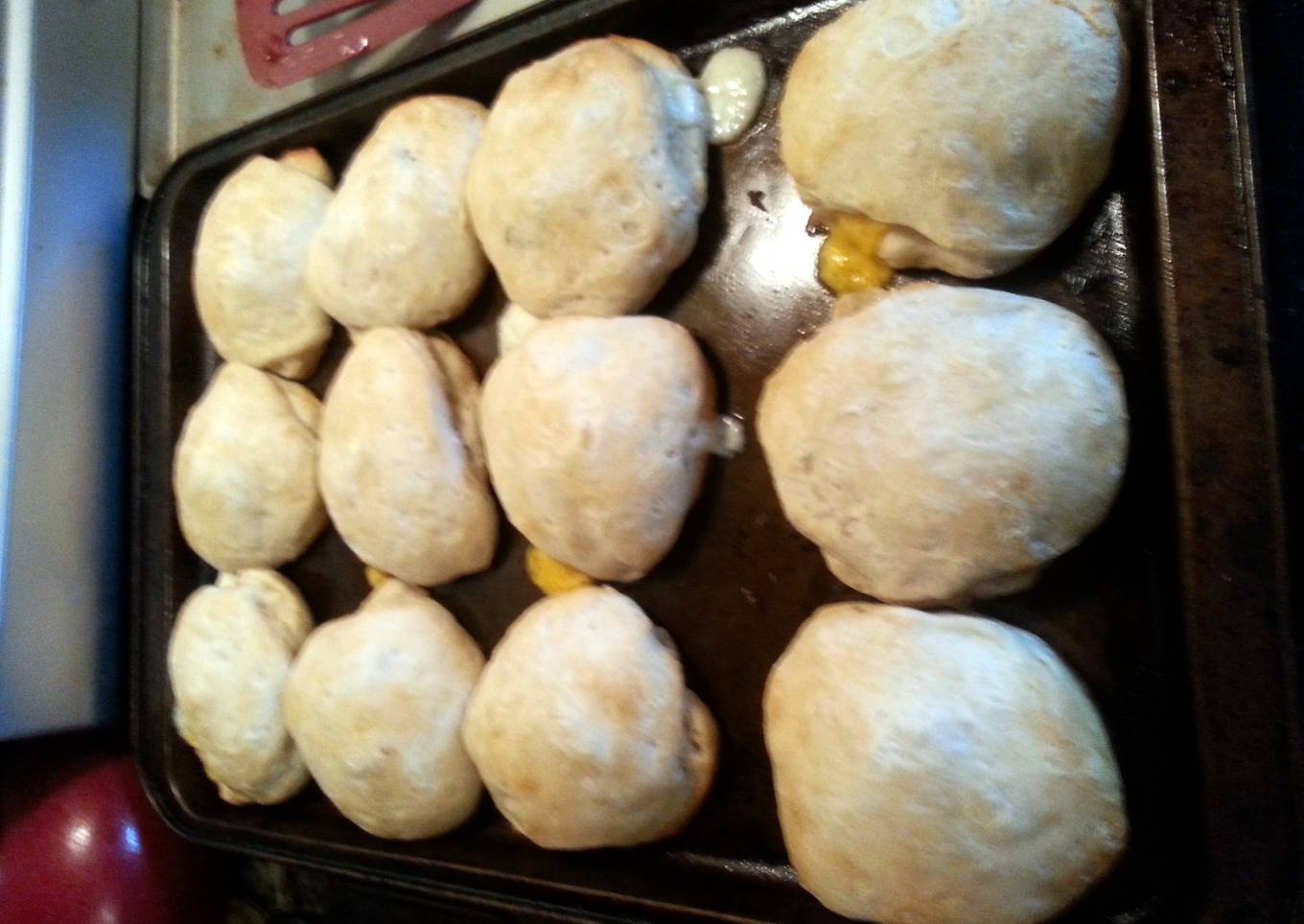 Pepper corn and cheese turkey biscuit sandwiches