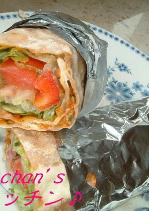 A picture of Turkish Pizza - Roll with Plenty of Vegetables.