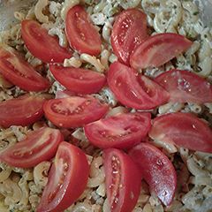 A picture of Macaroni leftover turkey salad.