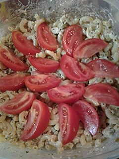 A picture of Macaroni leftover turkey salad.