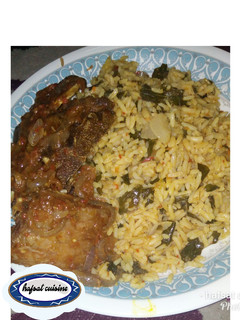 A picture of Jollof din shinkafa mai zogale.