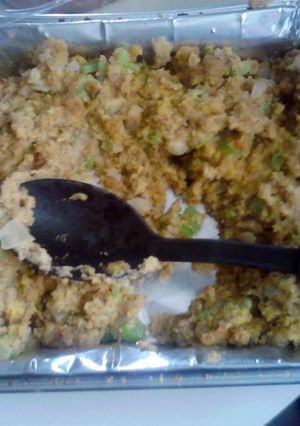 A picture of Southern Cornbread dressing.