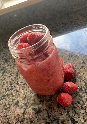 A picture of The BEST Strawberry Smoothie.