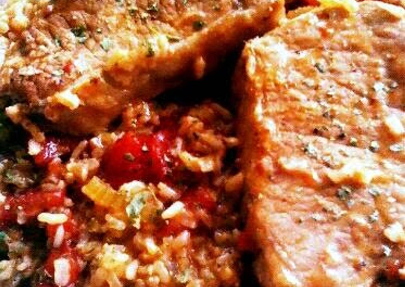 Pork Chop and Brown Rice Skillet Dinner
