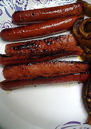 A picture of Split hotdogs.