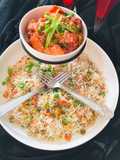 Chilli Chicken with egg fried Rice