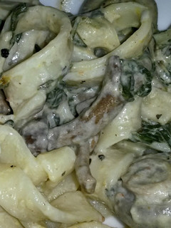 A picture of Sig's Tagliatelle with Mushrooms and Spinach.