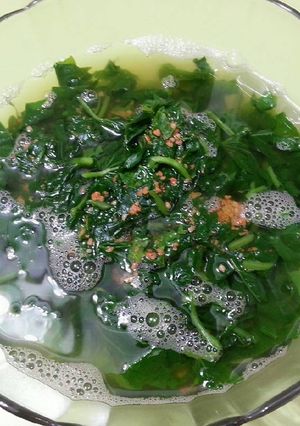 Hình của món Canh rau lang nấu bột nêm tôm.
