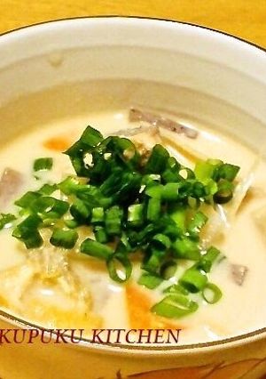 A picture of Warming & Hearty Salmon and Sake Lees Soup.