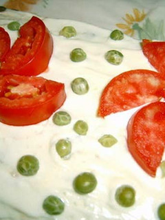 A picture of Salad olivieh perfect for summer.