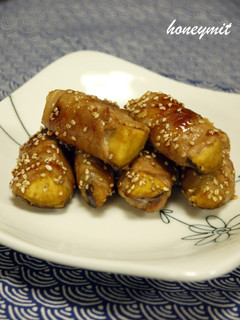 A picture of Sweet Potato Pork Rolls.