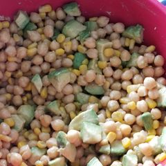 A picture of Chilean avocado, bean, and corn salad.