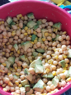 A picture of Chilean avocado, bean, and corn salad.