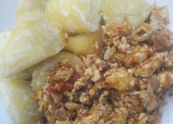 Fresh, Make Recipe Boil sweet potatoe and scrambled egg sauce Yummy