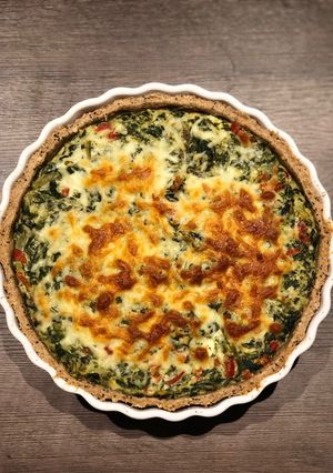 A picture of Swiss Chard Pie with Whole Wheat Crust.