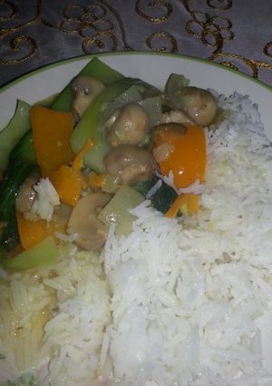 A picture of Pak choi and mushroom fast stirfry.