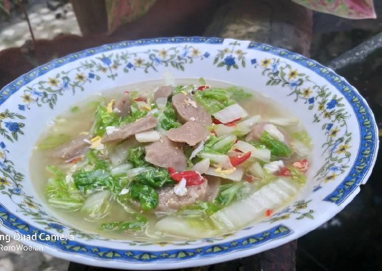 Cara Gampang Membuat Sawi putih baso telur Anti Gagal