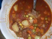 A picture of beef vegetable soup