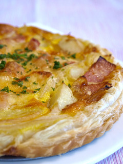 A picture of Seasonal Spring Dish - Easy New Potato and Spring Onion Quiche.