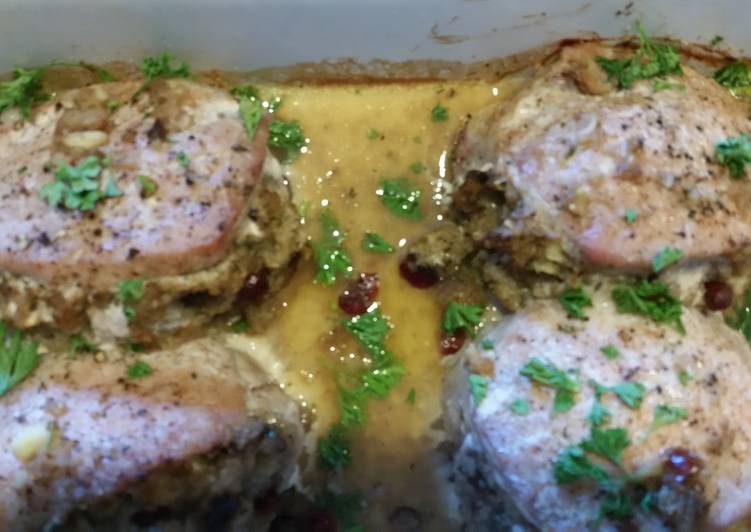 Stuffed pork loin chops