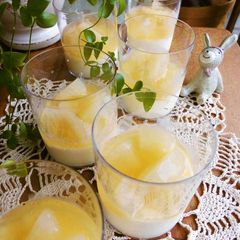 A picture of Pear Compote in Jelly With Panna Cotta.