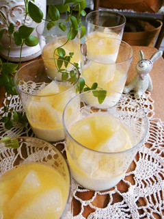 A picture of Pear Compote in Jelly With Panna Cotta.