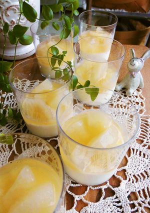 A picture of Pear Compote in Jelly With Panna Cotta.