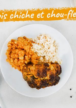 Une photo de Dhal de lentille corail, pois chiche et chou-fleur rôti