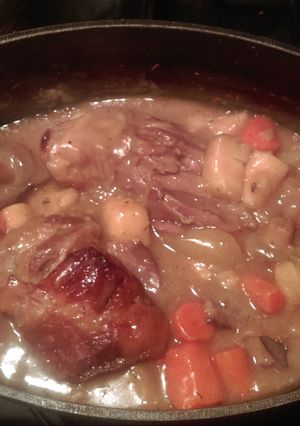 A picture of Mandys oven braised lamb shanks.
