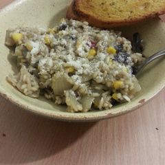 A picture of Mushroom and sweetcorn risotto.