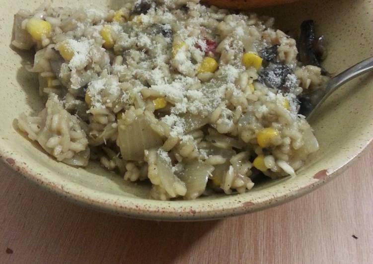 Mushroom and sweetcorn risotto