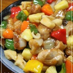 A picture of Sweet and Sour Pork Taiwan Style Chicken in Pineapple Vinegar Sauce.
